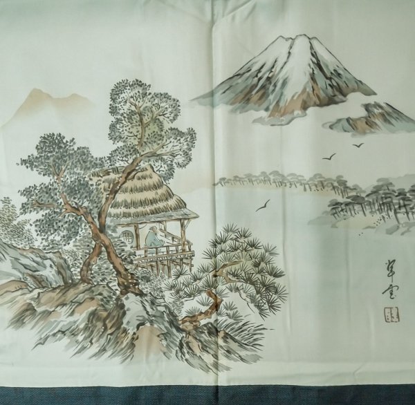 画像4: P0708U 男性用 羽織  大島紬  シルク（正絹） 深い紺,  亀甲 【中古】【USED】【リサイクル】 ★★★★☆【P0708U】 (4)