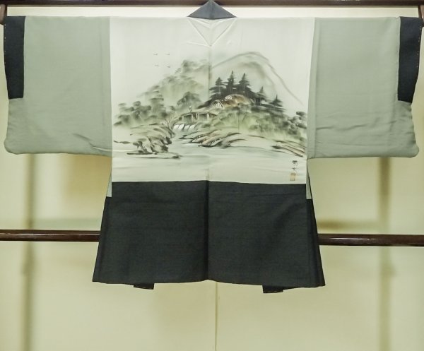 画像3: P0708W 男性用 羽織   シルク（正絹） 深い青緑色,  【中古】【USED】【リサイクル】 ★☆☆☆☆【P0708W】 (3)