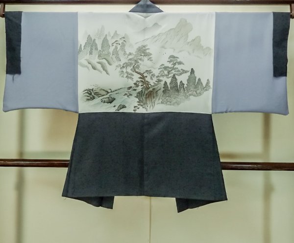 画像3: P0708Z 男性用 羽織   シルク（正絹） 深い青緑色,  【中古】【USED】【リサイクル】 ★★★★☆【P0708Z】 (3)