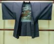 画像1: P0709B 男性用 羽織  大島紬  シルク（正絹） 深い紺,  幾何学模様 【中古】【USED】【リサイクル】 ★★★★★【P0709B】 (1)