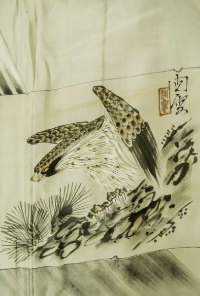 画像10: P0709E 男性用 羽織   シルク（正絹） 深い茶色,  小さな点々 【中古】【USED】【リサイクル】 ★★★☆☆【P0709E】 (10)