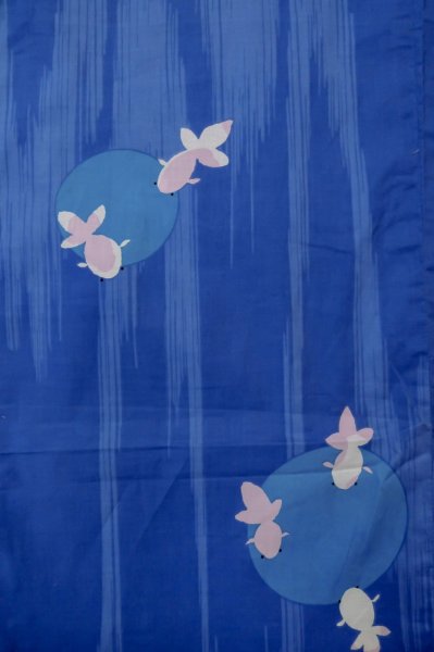 画像4: P0722A 女性用 浴衣（海外製）   綿 淡い青,  丸 【中古】【USED】【リサイクル】 ★★★★☆【P0722A】 (4)