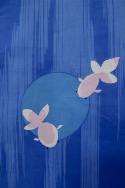 画像5: P0722A 女性用 浴衣（海外製）   綿 淡い青,  丸 【中古】【USED】【リサイクル】 ★★★★☆【P0722A】 (5)