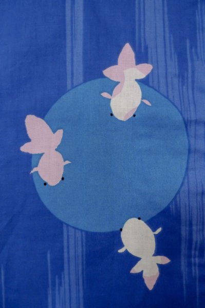 画像6: P0722A 女性用 浴衣（海外製）   綿 淡い青,  丸 【中古】【USED】【リサイクル】 ★★★★☆【P0722A】 (6)
