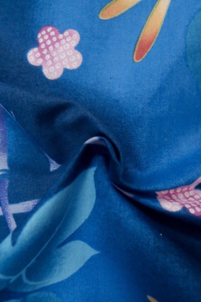 画像11: P0722F 女性用 浴衣（海外製）   綿 青,  梅 【中古】【USED】【リサイクル】 ★★★★☆【P0722F】 (11)