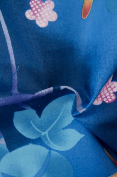 画像12: P0722F 女性用 浴衣（海外製）   綿 青,  梅 【中古】【USED】【リサイクル】 ★★★★☆【P0722F】 (12)
