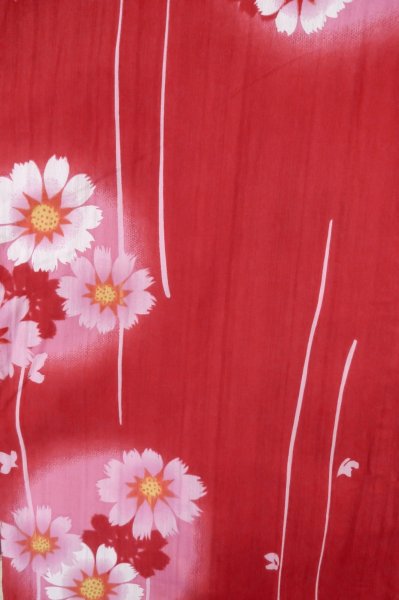画像3: P0722G 女性用 浴衣（海外製）   綿 鮮やか赤色,  【中古】【USED】【リサイクル】 ★★★☆☆【P0722G】 (3)