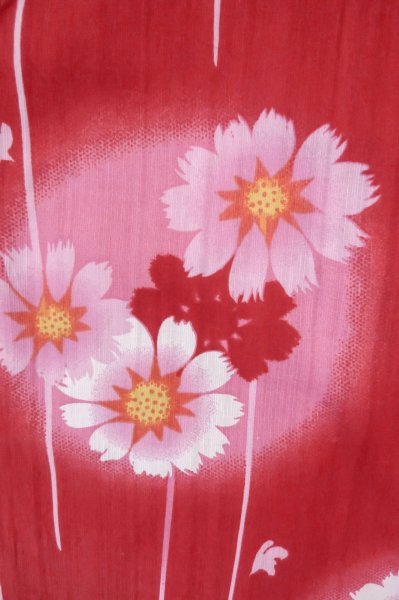 画像6: P0722G 女性用 浴衣（海外製）   綿 鮮やか赤色,  【中古】【USED】【リサイクル】 ★★★☆☆【P0722G】 (6)