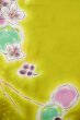 画像4: P0722I 女性用 浴衣（海外製）   綿 灰色がかった黄色,  花 【中古】【USED】【リサイクル】 ★★★☆☆【P0722I】 (4)