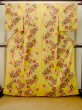 画像1: P0722J 女性用 浴衣（海外製）   綿 鮮やか黄色,  花 【中古】【USED】【リサイクル】 ★★★☆☆【P0722J】 (1)