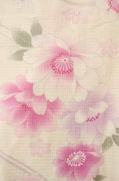 画像5: P0722N 女性用 浴衣（海外製）   綿 淡い桃色,  桜 【中古】【USED】【リサイクル】 ★★★☆☆【P0722N】 (5)