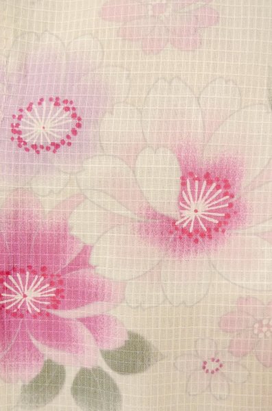 画像6: P0722N 女性用 浴衣（海外製）   綿 淡い桃色,  桜 【中古】【USED】【リサイクル】 ★★★☆☆【P0722N】 (6)