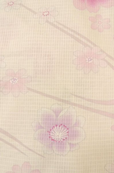 画像7: P0722N 女性用 浴衣（海外製）   綿 淡い桃色,  桜 【中古】【USED】【リサイクル】 ★★★☆☆【P0722N】 (7)