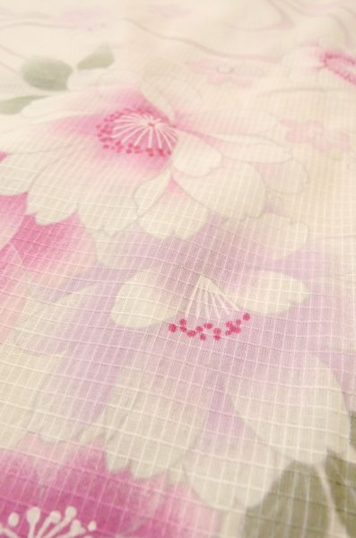 画像10: P0722N 女性用 浴衣（海外製）   綿 淡い桃色,  桜 【中古】【USED】【リサイクル】 ★★★☆☆【P0722N】 (10)