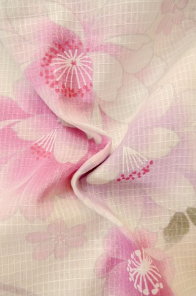 画像12: P0722N 女性用 浴衣（海外製）   綿 淡い桃色,  桜 【中古】【USED】【リサイクル】 ★★★☆☆【P0722N】 (12)