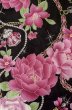 画像4: P0722O 女性用 浴衣（海外製）   綿 黒,  バラ 【中古】【USED】【リサイクル】 ★★★☆☆【P0722O】 (4)