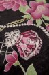 画像10: P0722O 女性用 浴衣（海外製）   綿 黒,  バラ 【中古】【USED】【リサイクル】 ★★★☆☆【P0722O】 (10)