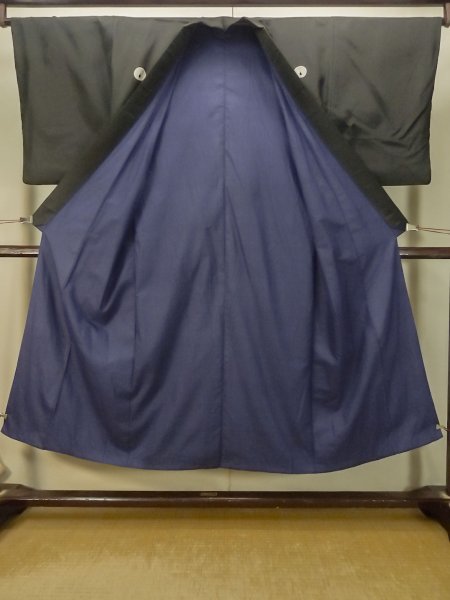 画像2: P0722S 男性用 紋付   シルク（正絹） 黒,  【中古】【USED】【リサイクル】 ★☆☆☆☆【P0722S】 (2)