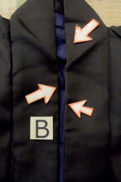 画像8: P0722S 男性用 紋付   シルク（正絹） 黒,  【中古】【USED】【リサイクル】 ★☆☆☆☆【P0722S】 (8)