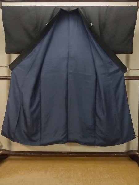 画像2: P0722W 男性用 紋付   シルク（正絹） 黒,  【中古】【USED】【リサイクル】 ★★★★☆【P0722W】 (2)