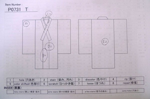 画像8: P0731T 男性用 着物   シルク（正絹） 深い茶色,  小さな点々 【中古】【USED】【リサイクル】 ★★☆☆☆【P0731T】 (8)