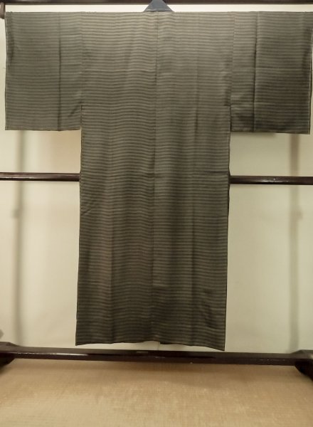 画像2: P0731U 男性用 襦袢   シルク（正絹） 茶色,  縞 【中古】【USED】【リサイクル】 ★★★☆☆【P0731U】 (2)