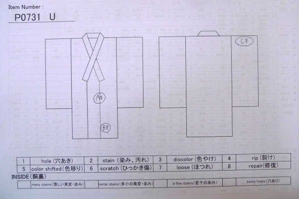 画像12: P0731U 男性用 襦袢   シルク（正絹） 茶色,  縞 【中古】【USED】【リサイクル】 ★★★☆☆【P0731U】 (12)