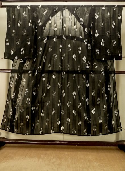 画像1: P0801C 女性用 単衣   シルク（正絹） 黒,  いげた 【中古】【USED】【リサイクル】 ★☆☆☆☆【P0801C】 (1)