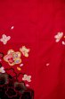 画像3: P0818A 女性用 女の子用着物   化繊 深い赤色,  桜 【中古】【USED】【リサイクル】 ★★☆☆☆【P0818A】 (3)