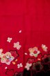 画像6: P0818A 女性用 女の子用着物   化繊 深い赤色,  桜 【中古】【USED】【リサイクル】 ★★☆☆☆【P0818A】 (6)
