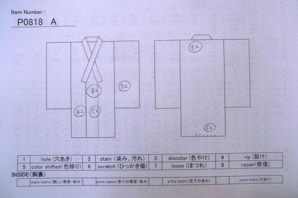画像17: P0818A 女性用 女の子用着物   化繊 深い赤色,  桜 【中古】【USED】【リサイクル】 ★★☆☆☆【P0818A】 (17)