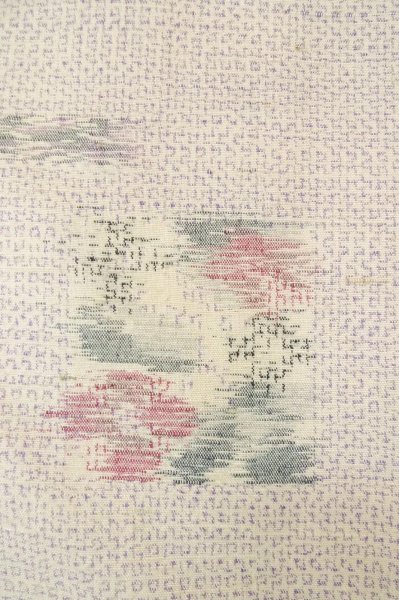 画像6: P0818J 女性用 紬   シルク（正絹） 紫みオフ　ホワイト,  花 【中古】【USED】【リサイクル】 ★★★☆☆【P0818J】 (6)