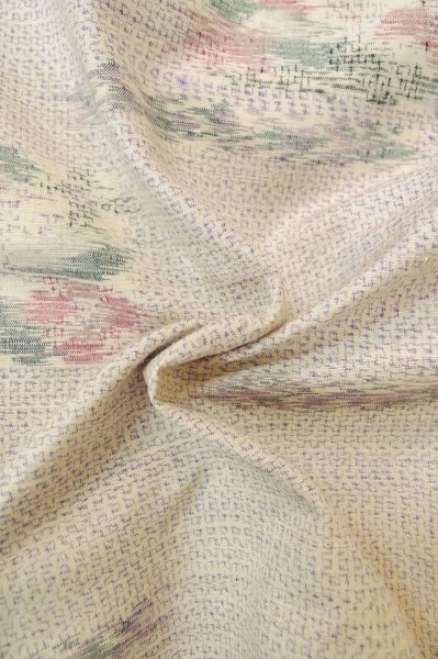 画像12: P0818J 女性用 紬   シルク（正絹） 紫みオフ　ホワイト,  花 【中古】【USED】【リサイクル】 ★★★☆☆【P0818J】 (12)