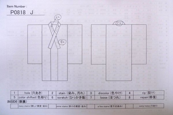 画像13: P0818J 女性用 紬   シルク（正絹） 紫みオフ　ホワイト,  花 【中古】【USED】【リサイクル】 ★★★☆☆【P0818J】 (13)