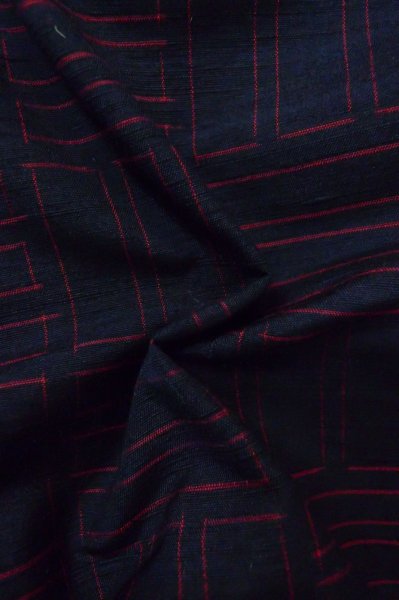 画像12: P0818M 女性用 紬   シルク（正絹） 紺,  四角 【中古】【USED】【リサイクル】 ★★★★☆【P0818M】 (12)