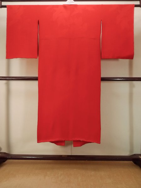 画像2: P0901A 女性用 襦袢   シルク（正絹） 赤色,  【中古】【USED】【リサイクル】 ★★☆☆☆【P0901A】 (2)