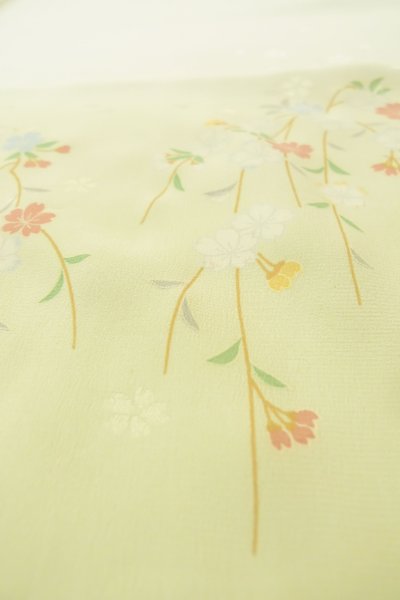 画像8: P0901I 女性用 襦袢   シルク（正絹） 薄い青緑色,  桜 【中古】【USED】【リサイクル】 ★★★☆☆【P0901I】 (8)