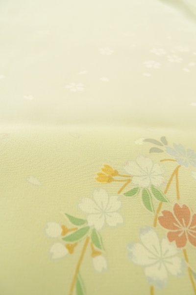 画像10: P0901I 女性用 襦袢   シルク（正絹） 薄い青緑色,  桜 【中古】【USED】【リサイクル】 ★★★☆☆【P0901I】 (10)