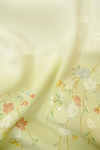 画像12: P0901I 女性用 襦袢   シルク（正絹） 薄い青緑色,  桜 【中古】【USED】【リサイクル】 ★★★☆☆【P0901I】 (12)
