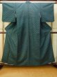 画像1: P0916B 女性用 単衣   ウール 深い灰色がかった青緑色,  縞 【中古】【USED】【リサイクル】 ★★★☆☆【P0916B】 (1)