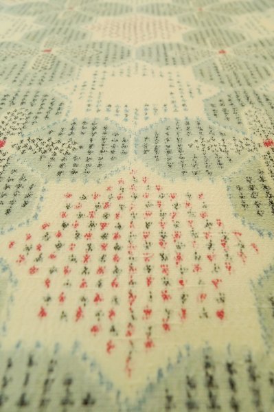 画像9: P0916C 女性用 単衣   ウール 灰色がかった水色,  抽象的模様 【中古】【USED】【リサイクル】 ★★☆☆☆【P0916C】 (9)