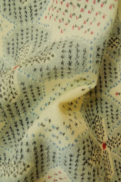 画像12: P0916C 女性用 単衣   ウール 灰色がかった水色,  抽象的模様 【中古】【USED】【リサイクル】 ★★☆☆☆【P0916C】 (12)