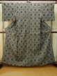 画像1: P0916D 女性用 単衣   ウール 黒,  菱 【中古】【USED】【リサイクル】 ★☆☆☆☆【P0916D】 (1)