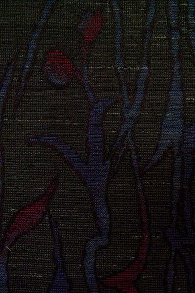 画像6: P0916H 女性用 単衣   ウール 黒,  抽象的模様 【中古】【USED】【リサイクル】 ★★★★☆【P0916H】 (6)
