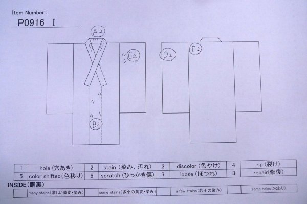 画像13: P0916I 女性用 単衣   ウール 深い紺,  抽象的模様 【中古】【USED】【リサイクル】 ★★☆☆☆【P0916I】 (13)