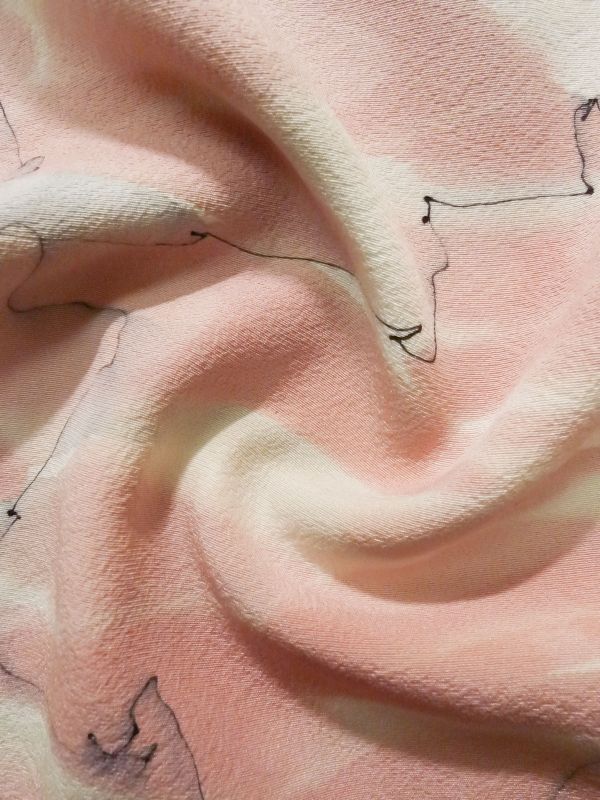 羽織　ピンク,　K0623F　シルク（正絹）　薄い　淡い　【USED】　羽織　【中古】　【リサイクル】　女性用着物　ぼかし　楓庵