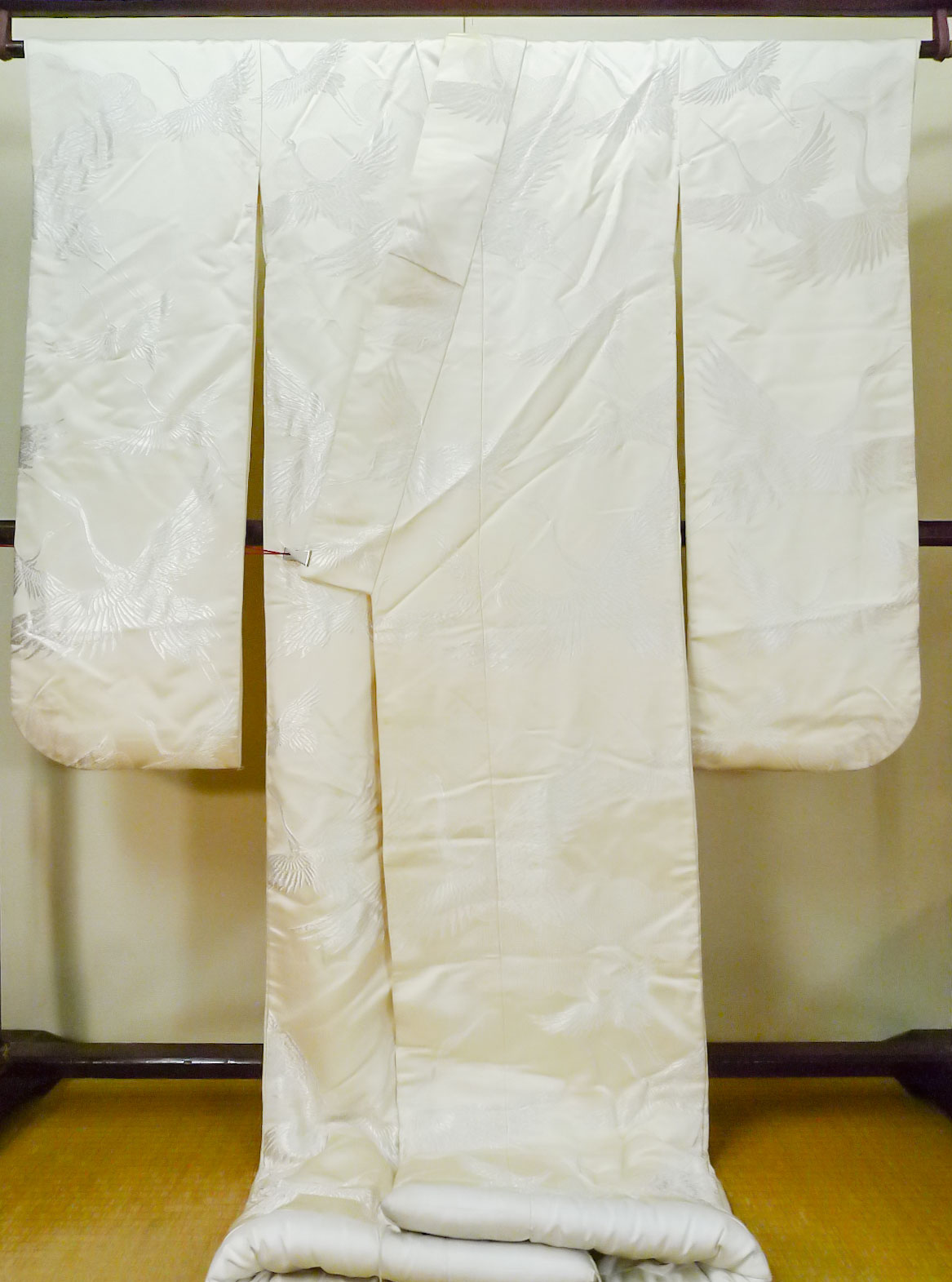 L1124I 打掛 女性用着物 白無垢 シルク（正絹） 白, 橘 【中古 